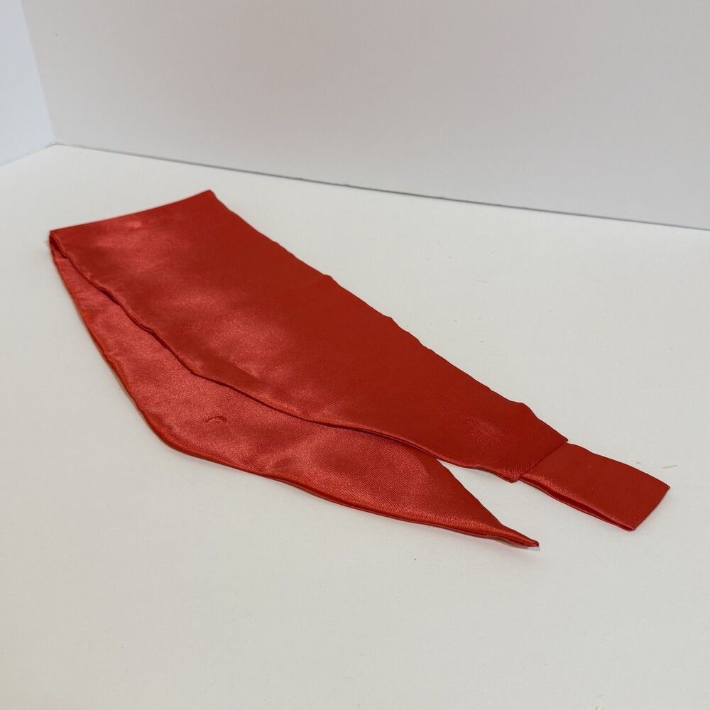 Red Satin Neck Scarf Tie Wrap Bandana neck Accessory 30” Long Vintage Style - Picture 3 of 9